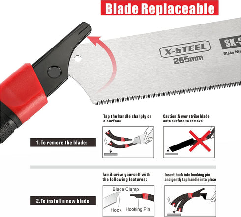 Japanese Pull Saw Hand Flush deep Cutting Trim Saw 10-2/5 Inch ?265MM) SK-5 Steel Blade Razor Fine Teeth Saw with Non-slip Rugged curved Handle Id...