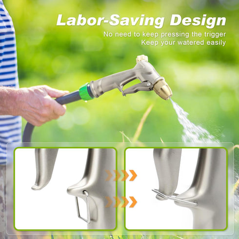 Garden Hose Nozzle, Upgrade 100% Heavy Duty Metal High Pressure Water Hose Nozzle with 4 Spray Patterns Rotating for Outdoor Lawn & Garden Waterin...