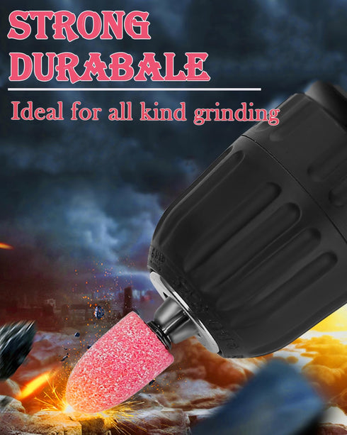 90 Pack Grinding Stone Set 1/8" Shank, Sanding Drill Bit for Rotary Tool Flap Wheel for Grinding, Polishing, Deburring Ferrous Metal (10mm Cylinde...