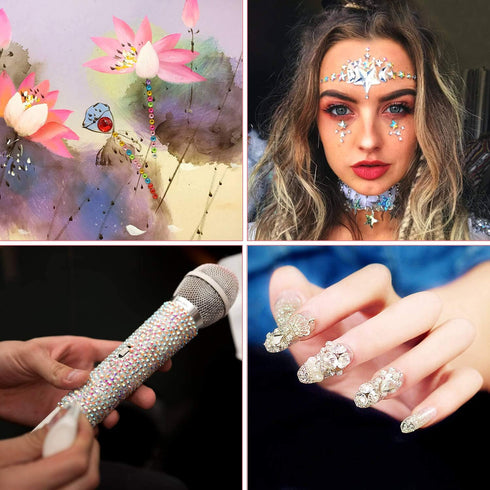 Self Adhesive Rhinestones, Cridoz 735Pcs Craft Gems Self Adhesive Jewels Stickers Crystal Jewels and Gems for Crafts (12 Sheets Assorted Shapes an...