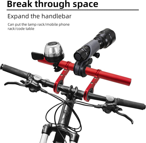 Bike Handlebar Extender, 11.8in Double Bicycle Handlebar Extension Bracket,Multifunctional Aluminum Alloy Bracket Extension for Holding Bicycle Sp...