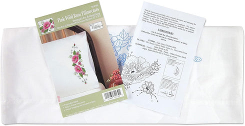 Tobin Pink Wild Rose Stamped for Embroidery Pillowcases......