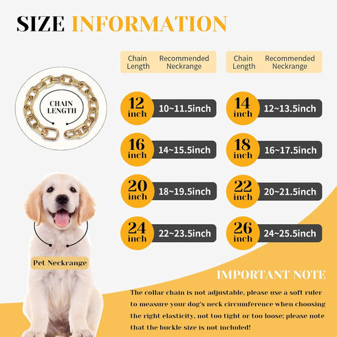 18K Gold Plated Long Link Dog Necklace - Light Metal Chain Fashion Necklace Collar for Small Medium Dogs - 5MM Width Light Metal Chain Pet Necklac...