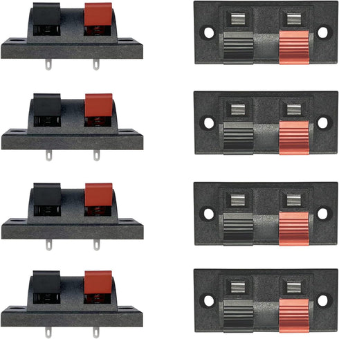 YukiHalu High Current 8A Capacity, 2 Way Stereo Speaker Terminal Connectors Terminal Strip Block Spring Clips Jointing Clamp Test Clip Push Releas...