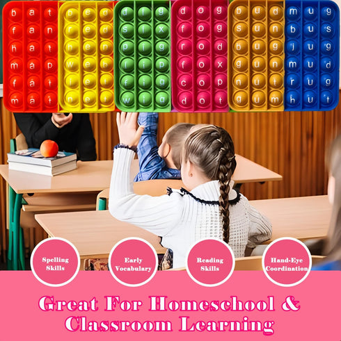Word Pops CVC Word Games, Sight Words Fidgety Board Phonics Reading Spelling, Kindergarten Learning Activity, Montessori Sensory Educational Toy f...