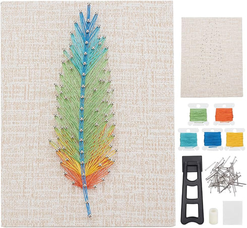 WEBEEDYDIY String Art Kit for Adults Beginners, DIY Feather Nail String Craft Kit, Include All Necessary Accessories and Frame, Creative Craft Kit...