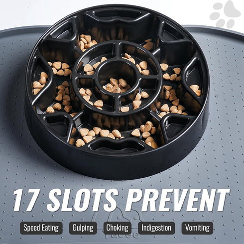 Tilted Slow Feeder Dog Bowl for Flat Face Breeds, Retro Style Non-Skid Food Bowl for Flat Face Breeds for Dogs & Cats Large, Small (Black)...