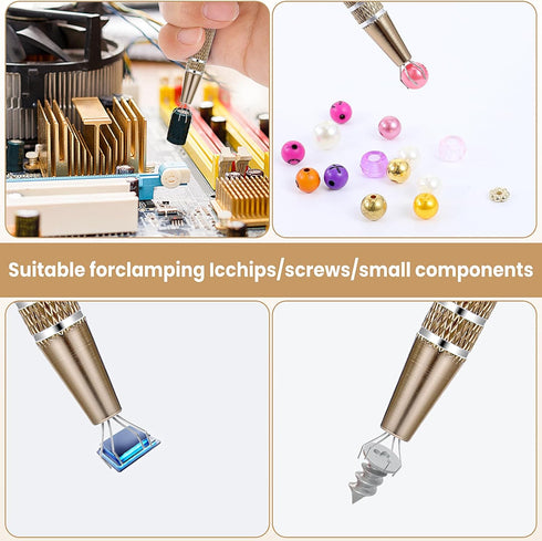 3Pcs 4 Prongs Jeweler's Pick up Tool, Stainless Steel Piercing Ball Grabber Tool, 4-Claw Pick up Tool for Small Parts Pickup, Pick Up Tool for Tin...