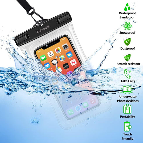 Waterproof Phone Pouch/Case Floating, Water Proof Phone Pouch for iPhone & Samsung Galaxy, IPX8 Phone Water Protector Pouch for Travel, Vacation, ...