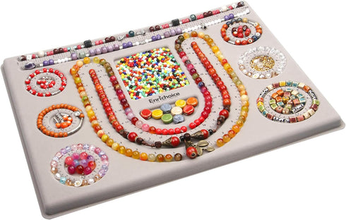 Enrichoice Combo Beading Board with Cover - Grey Flocked Jewelry Design Board for Necklace and Bracelet Making, Beading Mats, Trays, Bead Board fo...