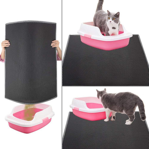 Pieviev Cat Litter Mat Double Layer Waterproof Urine Proof Trapping Mat 1 Pack (Gray, 24x15 Inch (Pack of 1))...
