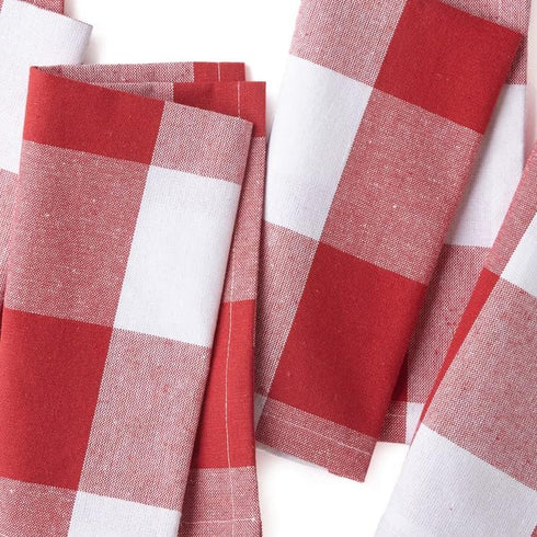 Encasa Homes Anti-Odour Kitchen Dish Towels, 28"x18" (4 Pc Set) Highly Absorbent, Tea Towels for Cleaning & Quick Drying, Cotton Buffalo Red Check...