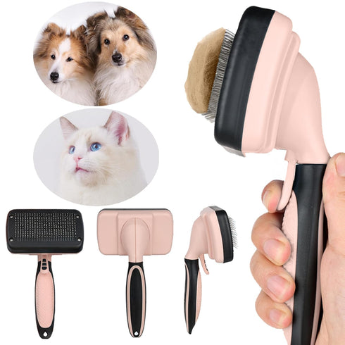 Self cleaning slicker brush for dogs and cats, skin-friendly grooming cat brush, easy-to-clean dog hair brush, depilatory brush, hair brush puppy ...
