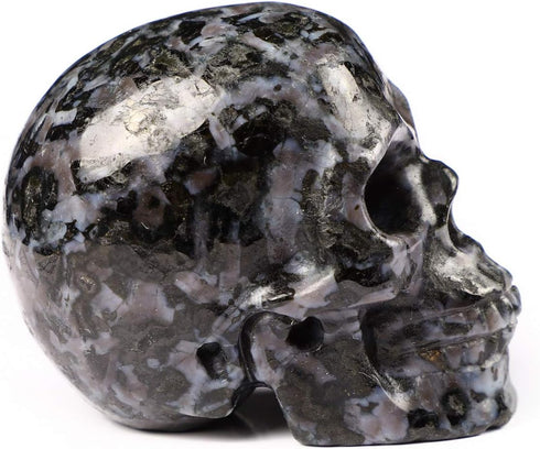 Skullis 2.0" Gabbro Crystal Skull, Hand Carved Gemstone Fine Art Sculpture, Reiki Healing Stone Statue....