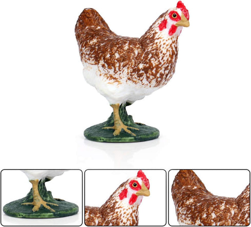 Farm Animals Figurines, 5 Piece Simulated Farm Chicken Animal Toy Statue Realistic Chicken Farm Animals Figurines Cake Topper Toy Set, Chicken Mod...