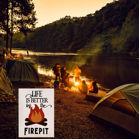 Life is Better by the Firepit Garden Flag Vertical Double Sided, Camper Yard Outdoor Decoration 12.5 x 18 Inch...