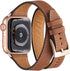 Bestig Bands Compatible with Apple Watch Band 49mm 46mm 45mm 44mm 42mm(Series 3 2 1) Women Men, Genuine Leather Double Tour Slim Strap for iWatch ...