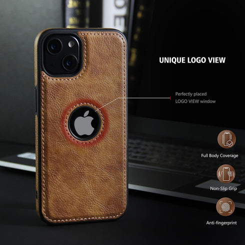 Unique Design Luxury Leather Business Phone Case for iPhone 13 Anti-Slip Scratch Resistant Ultra Slim Protective Case (2021,6.1”) (Brown)......