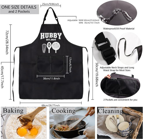 MBMSO Hubby Wifey Cooking Aprons for Couples Apron Sets Hubby and Wifey Est.2024 Wedding Gift for Newlywed His and Hers Apron...