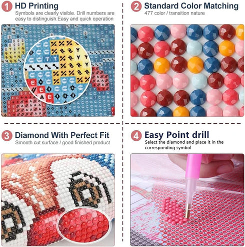 DIY Diamond Painting Jack and Sally Halloween 12x16Inch, Full Round Drill Kits Nightmare Before Christmas Cross Stitch Mosaic Art for Adults Relax...