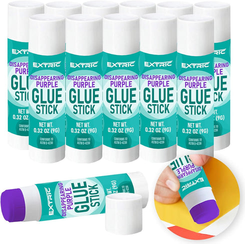 Glue Sticks - 12 Count Glue Stick, Bulk 0.32 oz Purple Glue Stick – Glue Sticks for Kids School Supplies, Washable Glue Sticks Bulk, School Glue a...