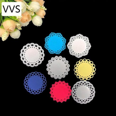 Metal Die Cuts Set Include 4 Different Patterns Round Lace Flower Border Cutting Dies Cut Stencils for Scrapbooking Photo Album Decorative Embossi...