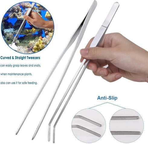 7 in 1 Aquarium Aquascaping Tools Kits,Stainless Steel Aquarium Plant Tools Tweezers Scissors Scrapers for Aquarium Tank Clean Fish Tank Aquascape...