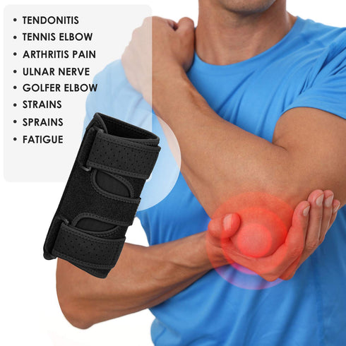 Elbow Brace, 2 Removable Metal Splints for Tendonitis, Elbow Brace for Ulnar Nerve Entrapment, Cubital Tunnel Syndrome, Night Elbow Splint for Men...