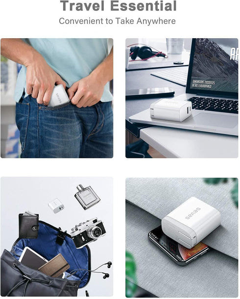 USB C Charger, Seyas 30W Wall Charger 2 Port Power Delivery Fast Charger Power Adapter Foldable PD Charger for iPhone iPad Airpods Pixel Galaxy Sw...