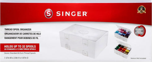 SINGER Double-Sided Thread Spool Organizer - Clear Storage Sewing Box for Embroidery, Craft Room Organization, Stackable Storage Container for Cra...
