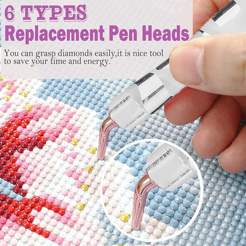 Heyseri 14pcs Diamond Painting Pen, Diamond Art Accessories and Tools Ergonomic Diamond Art Pens Exquisite Metal Diamond Painting Tips and 6 Glue ...