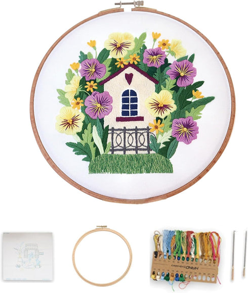 Zheeyee Embroidery kit for Adults Beginners Cross Stitch Kits for Beginners Hand Embroidery with Plant Patterns and Instructions DIY Kits for Adul...