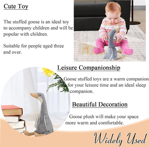 19.7" Plush Goose Stuffed Animal Soft Stuffed Swan Toy for Kids Girls Boys, Grey...