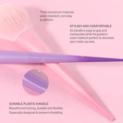 BRÜUN Makeup Brushes Set- A (17 Pcs) Premium Quality Synthetic and Colorful Brushes Kit with Purple Top and Blue Bottom Sponges for Blush Conceale...