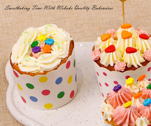 Webake Large Paper Baking Cup, 6oz Disposable Cupcake Muffin Cases, Jumbo Cupcake Liners, Set of 25 (Colorful dot)...