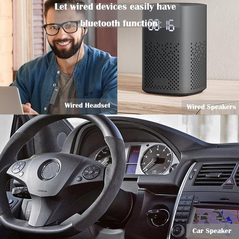 Bluetooth 5.2 Adaptor for Wireless Headphones, 60H Battery Life Bluetooth Receiver with LED Digital Display & Noise Cancelling Mic, Wireless Audio...