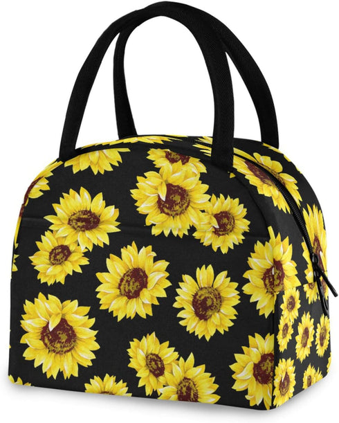 ZZKKO Sunflower Summer Lunch Bag Box Organizer Lunch Container Insulated Zipper Meal Prep Cooler Handbag For Women Men Home School Office Outdoor ...