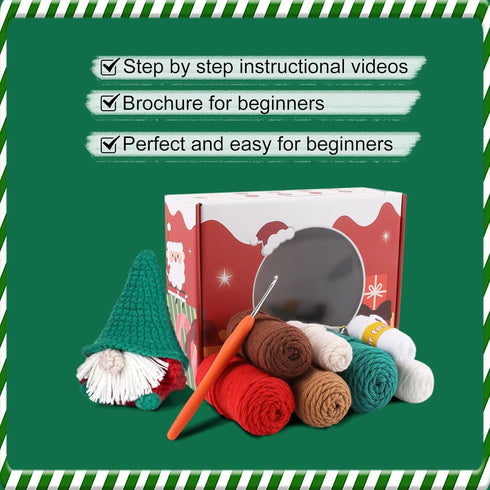 BFVV Crochet Kit for Beginners Adults 4Pcs Christmas Crochet Kit with Step-by-Step Detailed Instructions and Video Tutorials Crochet Starter Kits ...