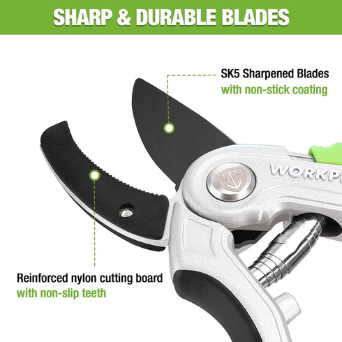 WORKPRO Garden Anvil Pruning Shears, 8" Garden Pruning Scissors Heavy Duty with Ergonomically Design Handle, Labor-Saving Garden Clippers Hand Too...