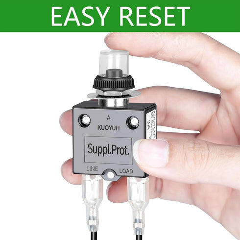 Push Button Circuit Breaker, Low Voltage Circuit Protector 3 Amp, Fuse Tester, Waterproof Cap Design, Manual Reset 32V, Low Voltage Protection...