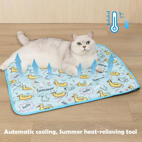 Dog Ice Pad Ice Silk Cats Kennel Mat Pet Cooling Pad Summer Cool Bamboo Mat Breathable Pad (Duck, L)...