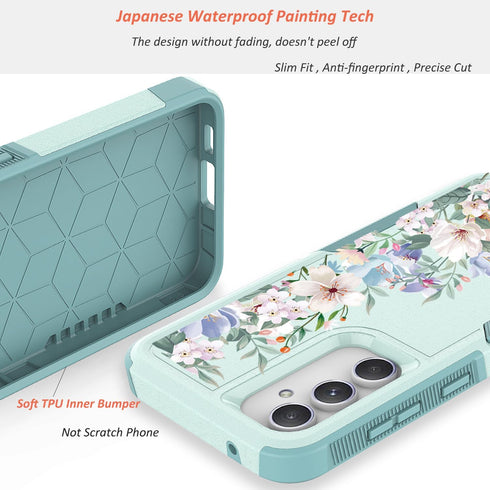 for Samsung Galaxy S23 FE 5G Case with Screen Protector + Camera Lens Protector: Cute Flower Floral Design for Girls Women Slim TPU Bumper Silicon...