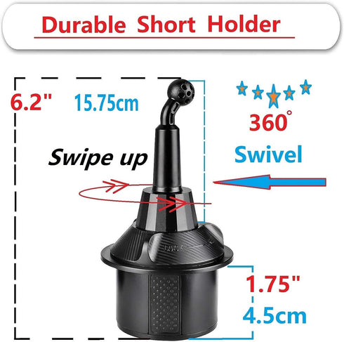 Short Cup Phone Holder for Car, Universal Ultra Stable Car Cup Holder Phone Mount Compatible with iPhone 15 Pro Max /14/13/S23 Ultra /S22 /Plus et...