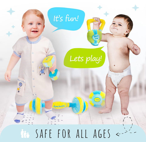 Skywin Baby Workout Toys Fit Training - Baby Shower Set of 4 Soft, Durable and Safe Plush Baby Rattle Toys for Ages 0+...