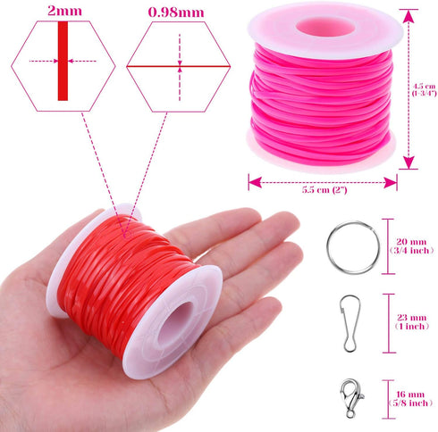 Lanyard String, Cridoz Gimp String Kit with 12 Rolls Plastic Lacing Cord, 20 Pcs Snap Clip Hooks, 20Pcs Key Chain Ring Clips, 10 Pcs Lobster Clasp...