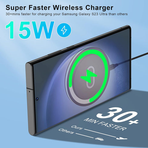 15W Wireless Charger Fast Charging Pad for Samsung Galaxy S24 S23 S22 S21 S20 Ultra 5G S10 S9 S8,Galaxy Buds,Note 20 10 9 8,Google Pixel 8 7 6 Pro...