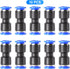 TAILONZ PNEUMATIC Blue Straight 1/8 inch Tube OD Push to Connect Tube Fittings Push Lock PU-1/8 (Pack of 2)...
