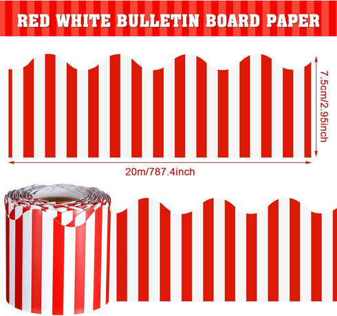 65 Feet Scalloped Bulletin Board Border Self Stick Classroom Striped Borders Wavy Line Border for Bulletin Cork Board Desk Classroom Christmas Par...