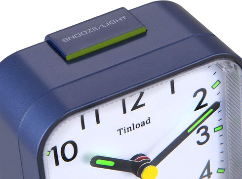 Small Battery Operated Analog Alarm Clock Silent Non Ticking, Ascending Beep Sounds, Snooze,Light Functions (Blue)...