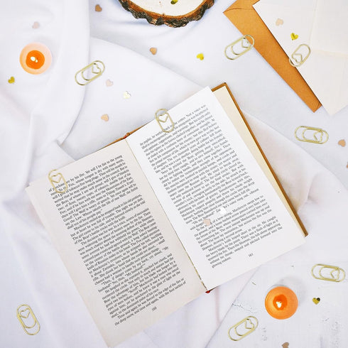 100 Pcs Love Heart Shaped Paper Clips, 0.78inch Cute Mini Paperclips for Office School Home Desk Organizers (Gold)...